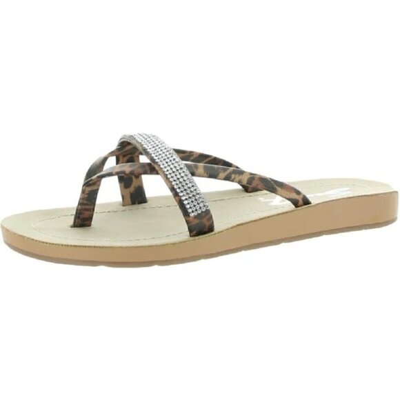 Women's Seven7, Thong Sandals, Cheetah Print, Tan Soles, Size 8 - Picture 1 of 4